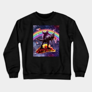 Sloth Riding Unicorn Dinosaur on Burrito Crewneck Sweatshirt